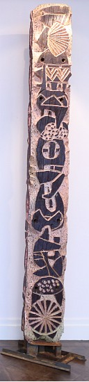 LUCKY SIBIYA, TOTEM III
CARVED, INCISED AND PAINTED WOOD BLOCK