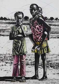 phillemon hlungwani cropped our children our future ii vana va hina i varhangeri va vumundzuka ii 105 x 75 cm charcoal and pastel on paper