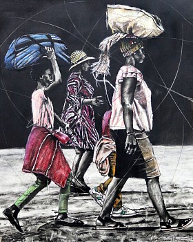 phillemon hlungwani i early hours before dawn ii nkarhi wa mahlamba ndlopfu ii 105 x 84cm charcoal and pastel on paper