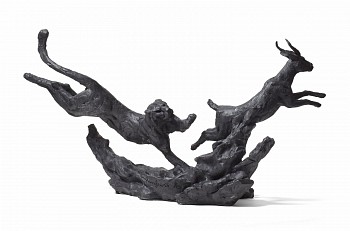 s458 leopard chasing buck maquette ii