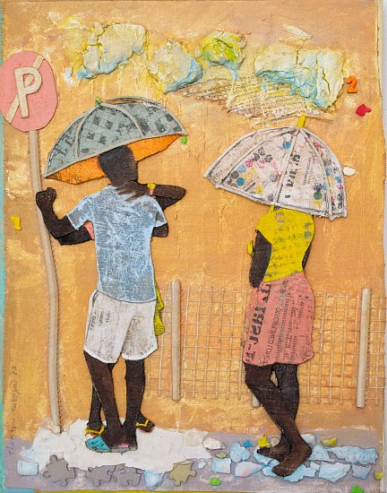 THONTON KABEYA, A SUNNY DAY IN FRANSCHHOEK XII
2023, WALNUT POWDER, CHALK PAINT & NEWSPAPER INK TRANSFERRED ON SCULPTING CANVAS