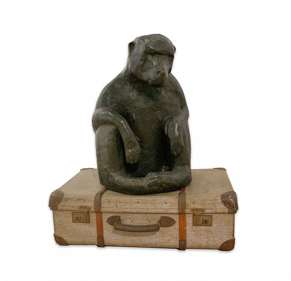 WILMA CRUISE, SIMIAN
BRONZE ON FOUND OBJECT (SUITCASE)