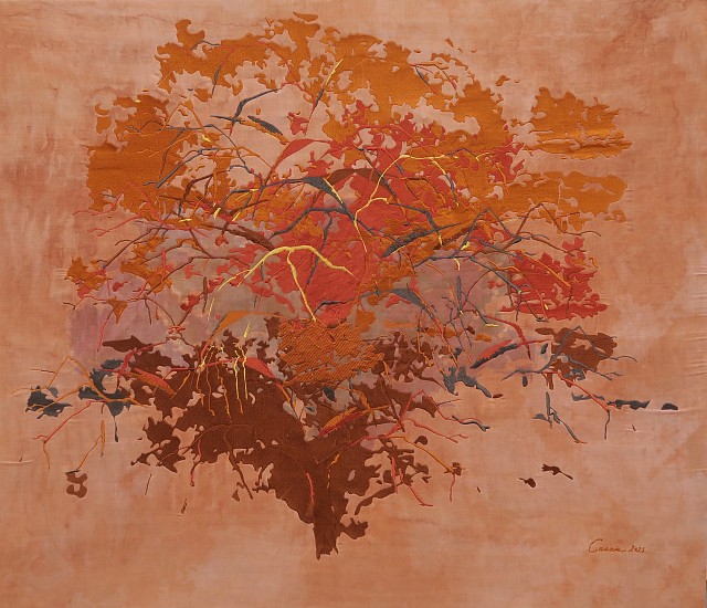 ARABELLA CACCIA, RED SAND STORM, SOSSUS VLEI, SESRIEM, NAMIBIA
2023, EMBROIDERY ON HAND PAINTED LINEN & SILK CHIFFON