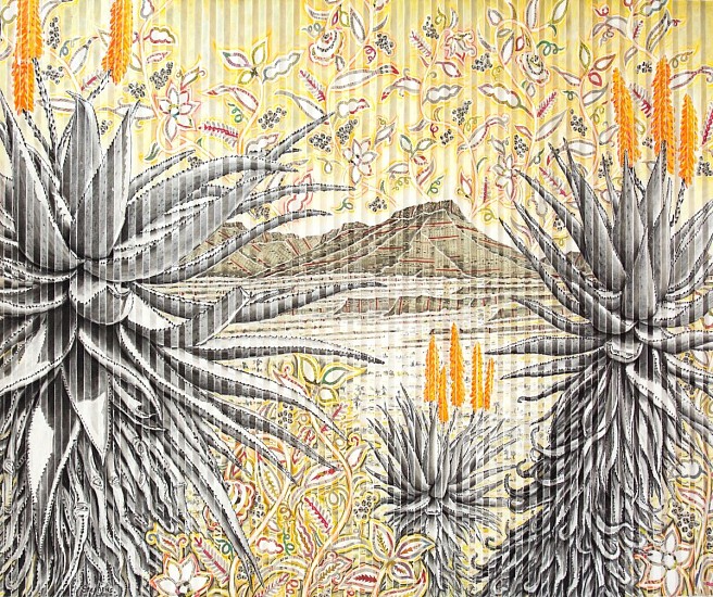 GARY STEPHENS, DAWN LIGHT ALOES
2024, CHARCOAL, CHALK PASTEL & NEWSPRINT COLLAGE ON PLEATED PAPER