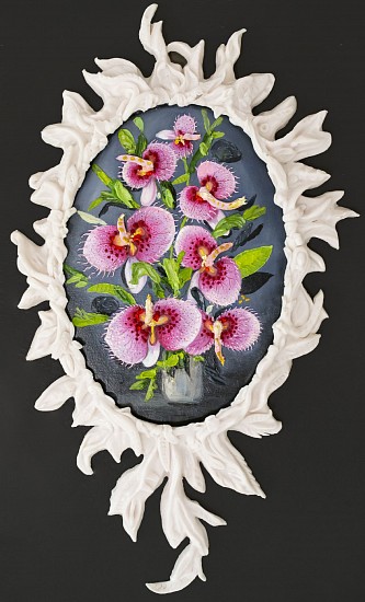 LEE-ANN HEATH, PRICKLY LITTLE ORCHIDS
2020, OIL ON CANVAS WITH RESIN AND MARBLE DUST FRAME