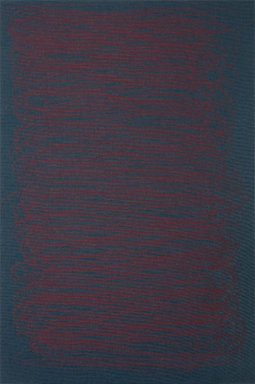 CATHY ABRAHAM, EIGHT MINUTES RUST INDIGO RIGHT HAND
2024, PASTEL ON RAW BOOK LINEN