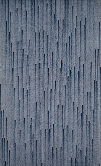 CATHY ABRAHAM, INDIGO TEARS ON GREY LINEN II
2024, OIL ON CLEAR PRIMED DYED LINEN