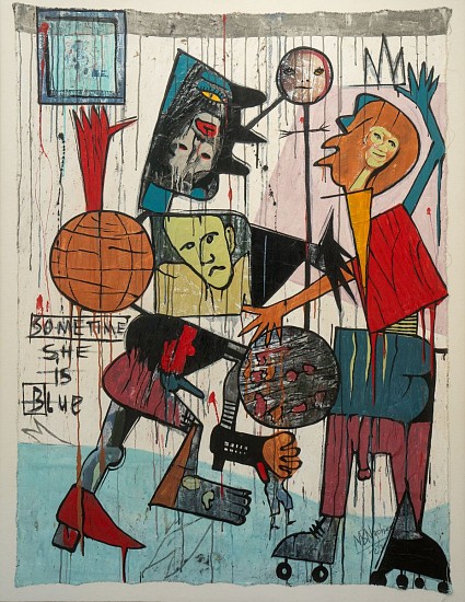 BLESSING NGOBENI, SOMETIMES SHE IS BLUE I
MIXED MEDIA ON CANVAS