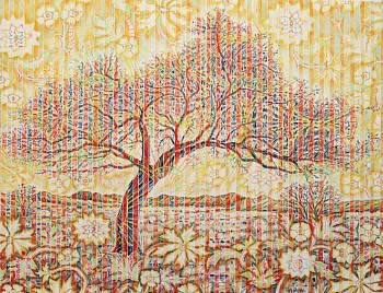 tswalu twilight acacia redblue version 87cm x 115cm chalk pastel on pleated paper