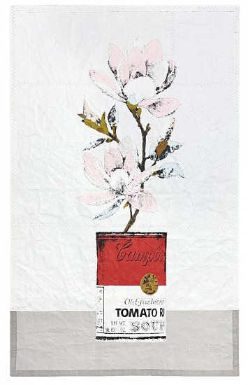 MICHAEL MACGARRY, ALLEGORICAL DISPLAY II
RECLAIMED PACKAGING PAPER, COTTON, ARCHIVAL TAPE, ACRYLIC SCREEN PRINT