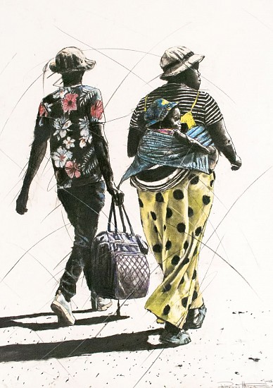 PHILLEMON HLUNGWANI, RENDZO (JOURNEY)
CHARCOAL AND CHALK PASTEL ON PAPER