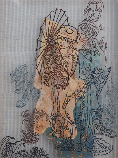 TAMLIN BLAKE, HERO'S WALK
ACRYLIC PAINT ON FIBERGLASS SCREENING MESH AND PLEXIGLASS