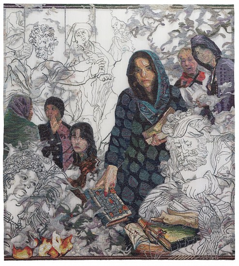 TAMLIN BLAKE, TREADING LIGHTLY, A CAUTIONARY TALE
NEWSPAPER TAPESTRY, SEALED WITH GEL MEDIUM