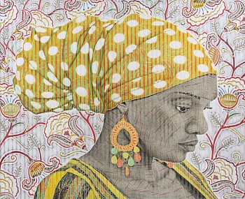 5 belinda the polkadot scarf 152 x 185cm chalk pastel and newsprint collage on pleated paper