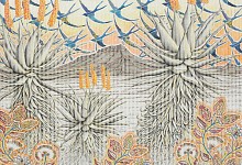 6 three graaf reinet aloes with blue swallow sky 153 x 185cm chalk pastel and newsprint on pleated paper