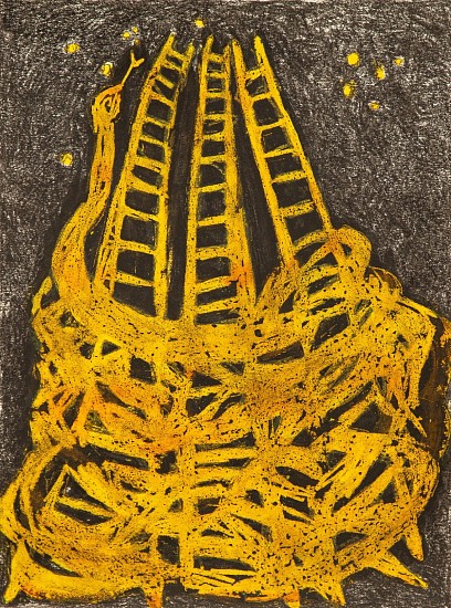 LADY SKOLLIE, STUDY FOR SNAKES AND LADDERS
2022, CRAYON AND INK ON FABRIANO